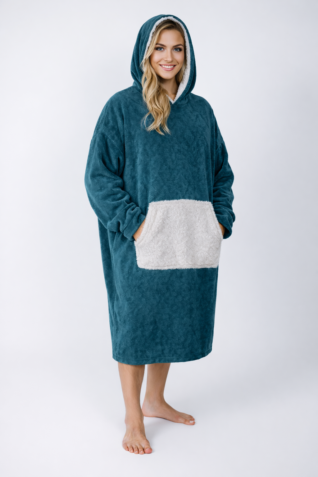 AKKOUS – Poncho AFUD - Bleu pétrole - 2